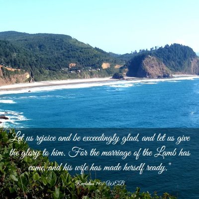Picture 03 - Revelation 19:7 WEB - Let us rejoice and be exceedingly glad, and let - Bible Verse Picture