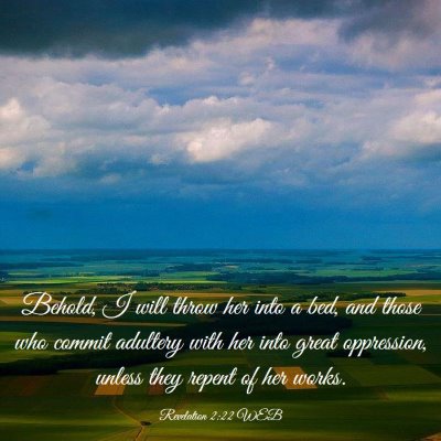 Picture 03 - Revelation 2:22 WEB - Behold, I will throw her into a bed, and those - Bible Verse Picture