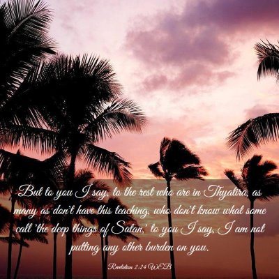 Picture 03 - Revelation 2:24 WEB - But to you I say, to the rest who are in - Bible Verse Picture