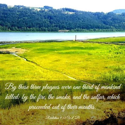 Picture 03 - Revelation 9:18 WEB - By these three plagues were one third of mankind - Bible Verse Picture