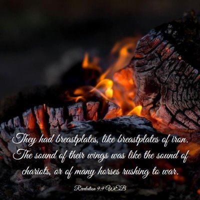Picture 03 - Revelation 9:9 WEB - They had breastplates, like breastplates of iron. - Bible Verse Picture