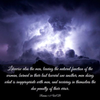 Picture 03 - Romans 1:27 WEB - Likewise also the men, leaving the natural - Bible Verse Picture