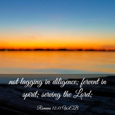 Picture 03 - Romans 12:11 WEB - not lagging in diligence; fervent in spirit; - Bible Verse Picture