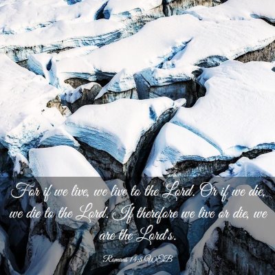 Picture 03 - Romans 14:8 WEB - For if we live, we live to the Lord. Or if we - Bible Verse Picture