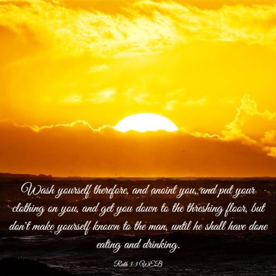 Picture 03 - Ruth 3:3 WEB - Wash yourself therefore, and anoint you, and put - Bible Verse Picture