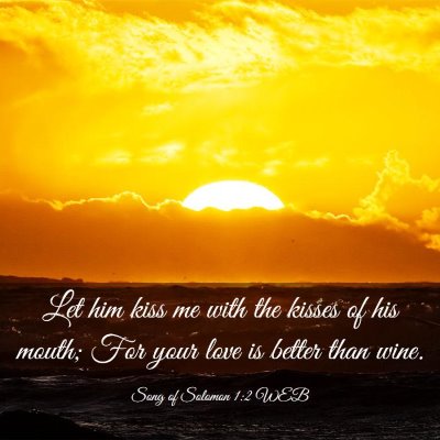 Picture 03 - Song of Solomon 1:2 WEB - Let him kiss me with the kisses of his mouth; For - Bible Verse Picture