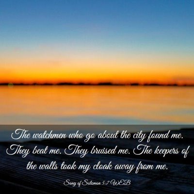 Picture 03 - Song of Solomon 5:7 WEB - The watchmen who go about the city found me. They - Bible Verse Picture