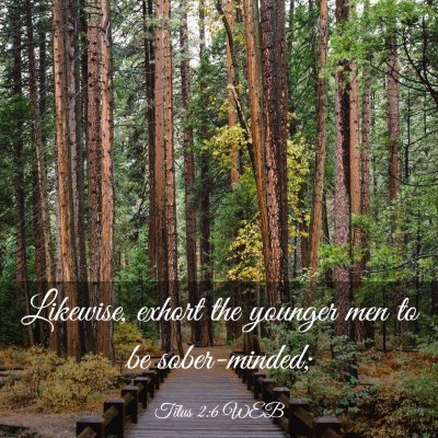 Picture 03 - Titus 2:6 WEB - Likewise, exhort the younger men to be - Bible Verse Picture