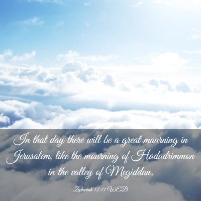 Picture 03 - Zechariah 12:11 WEB - In that day there will be a great mourning in - Bible Verse Picture