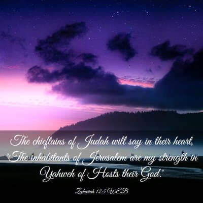 Picture 03 - Zechariah 12:5 WEB - The chieftains of Judah will say in their heart, - Bible Verse Picture