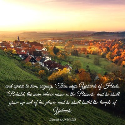 Picture 03 - Zechariah 6:12 WEB - and speak to him, saying, 'Thus says Yahweh of - Bible Verse Picture