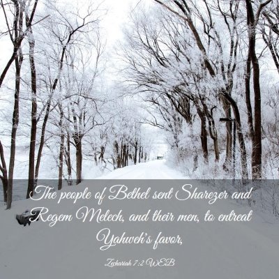 Picture 03 - Zechariah 7:2 WEB - The people of Bethel sent Sharezer and Regem - Bible Verse Picture