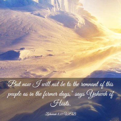 Picture 03 - Zechariah 8:11 WEB - But now I will not be to the remnant of this - Bible Verse Picture