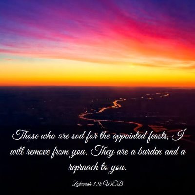 Picture 03 - Zephaniah 3:18 WEB - Those who are sad for the appointed feasts, I - Bible Verse Picture