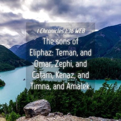 Picture 04 - 1 Chronicles 1:36 WEB - The sons of Eliphaz: Teman, and Omar, Zephi, and - Bible Verse Picture
