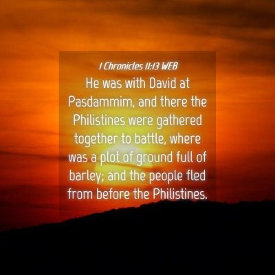 Picture 04 - 1 Chronicles 11:13 WEB - He was with David at Pasdammim, and there the - Bible Verse Picture