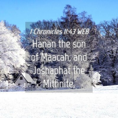 Picture 04 - 1 Chronicles 11:43 WEB - Hanan the son of Maacah, and Joshaphat the - Bible Verse Picture