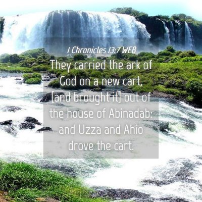 Picture 04 - 1 Chronicles 13:7 WEB - They carried the ark of God on a new cart, [and - Bible Verse Picture