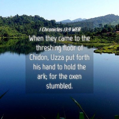 Picture 04 - 1 Chronicles 13:9 WEB - When they came to the threshing floor of Chidon, - Bible Verse Picture