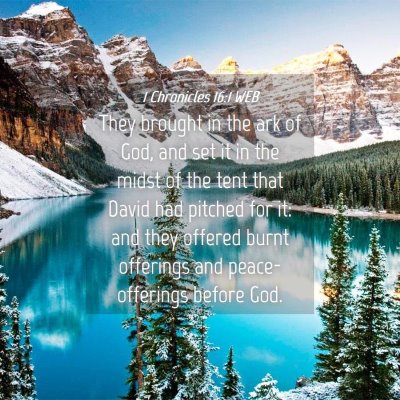 Picture 04 - 1 Chronicles 16:1 WEB - They brought in the ark of God, and set it in the - Bible Verse Picture