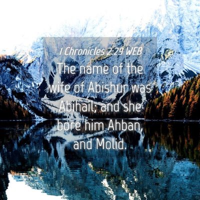 Picture 04 - 1 Chronicles 2:29 WEB - The name of the wife of Abishur was Abihail; and - Bible Verse Picture