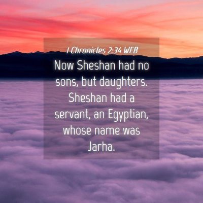 Picture 04 - 1 Chronicles 2:34 WEB - Now Sheshan had no sons, but daughters. Sheshan - Bible Verse Picture