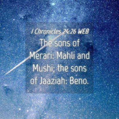 Picture 04 - 1 Chronicles 24:26 WEB - The sons of Merari: Mahli and Mushi; the sons of - Bible Verse Picture