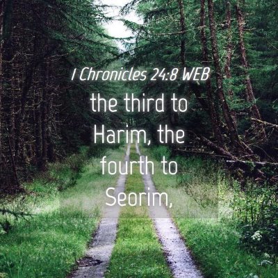 Picture 04 - 1 Chronicles 24:8 WEB - the third to Harim, the fourth to - Bible Verse Picture
