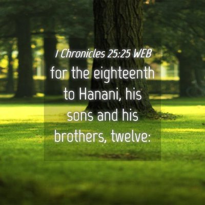 Picture 04 - 1 Chronicles 25:25 WEB - for the eighteenth to Hanani, his sons and his - Bible Verse Picture