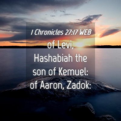 Picture 04 - 1 Chronicles 27:17 WEB - of Levi, Hashabiah the son of Kemuel: of Aaron, - Bible Verse Picture