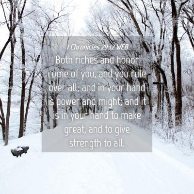 Picture 04 - 1 Chronicles 29:12 WEB - Both riches and honor come of you, and you rule - Bible Verse Picture