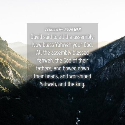 Picture 04 - 1 Chronicles 29:20 WEB - David said to all the assembly, Now bless Yahweh - Bible Verse Picture