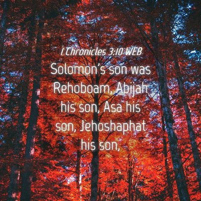 Picture 04 - 1 Chronicles 3:10 WEB - Solomon's son was Rehoboam, Abijah his son, Asa - Bible Verse Picture