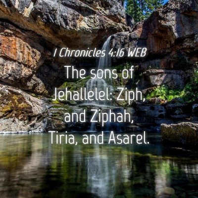 Picture 04 - 1 Chronicles 4:16 WEB - The sons of Jehallelel: Ziph, and Ziphah, Tiria, - Bible Verse Picture