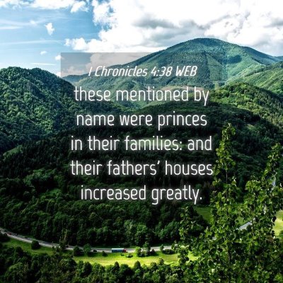 Picture 04 - 1 Chronicles 4:38 WEB - these mentioned by name were princes in their - Bible Verse Picture