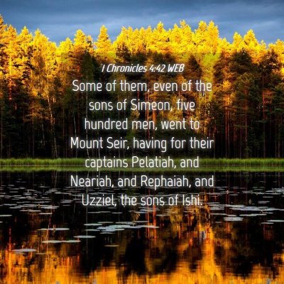 Picture 04 - 1 Chronicles 4:42 WEB - Some of them, even of the sons of Simeon, five - Bible Verse Picture
