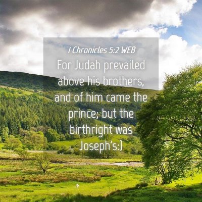 Picture 04 - 1 Chronicles 5:2 WEB - For Judah prevailed above his brothers, and of - Bible Verse Picture