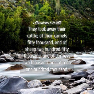 Picture 04 - 1 Chronicles 5:21 WEB - They took away their cattle; of their camels - Bible Verse Picture