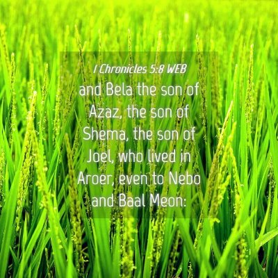 Picture 04 - 1 Chronicles 5:8 WEB - and Bela the son of Azaz, the son of Shema, the - Bible Verse Picture