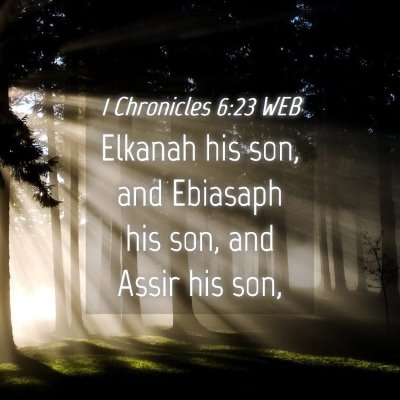 Picture 04 - 1 Chronicles 6:23 WEB - Elkanah his son, and Ebiasaph his son, and Assir - Bible Verse Picture