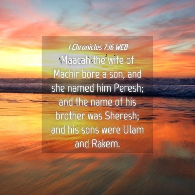 Picture 04 - 1 Chronicles 7:16 WEB - Maacah the wife of Machir bore a son, and she - Bible Verse Picture