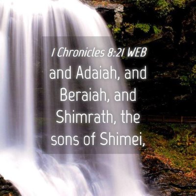 Picture 04 - 1 Chronicles 8:21 WEB - and Adaiah, and Beraiah, and Shimrath, the sons - Bible Verse Picture