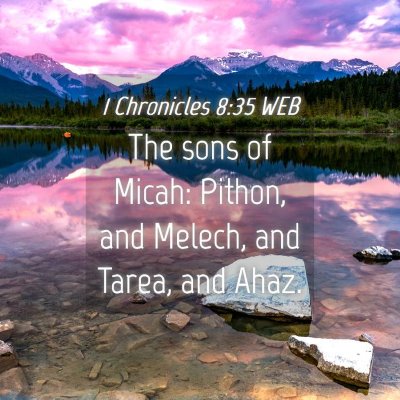 Picture 04 - 1 Chronicles 8:35 WEB - The sons of Micah: Pithon, and Melech, and Tarea, - Bible Verse Picture