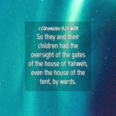 Picture 04 - 1 Chronicles 9:23 WEB - So they and their children had the oversight of - Bible Verse Picture