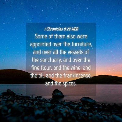 Picture 04 - 1 Chronicles 9:29 WEB - Some of them also were appointed over the - Bible Verse Picture
