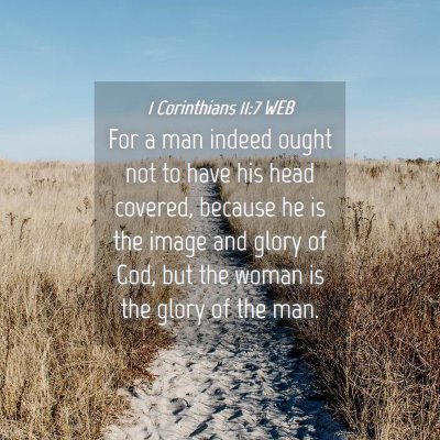 Picture 04 - 1 Corinthians 11:7 WEB - For a man indeed ought not to have his head - Bible Verse Picture