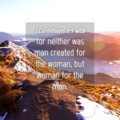 Picture 04 - 1 Corinthians 11:9 WEB - for neither was man created for the woman, but - Bible Verse Picture