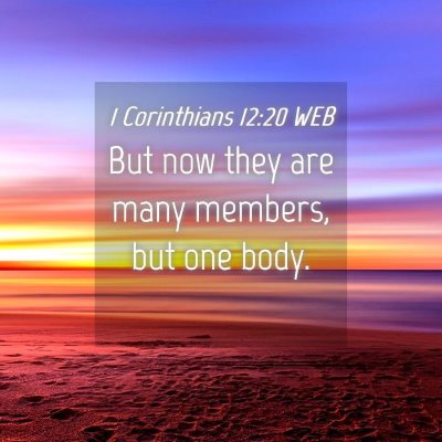 Picture 04 - 1 Corinthians 12:20 WEB - But now they are many members, but one - Bible Verse Picture