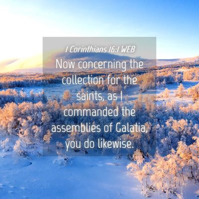 Picture 04 - 1 Corinthians 16:1 WEB - Now concerning the collection for the saints, as - Bible Verse Picture