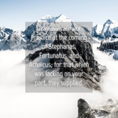 Picture 04 - 1 Corinthians 16:17 WEB - I rejoice at the coming of Stephanas, Fortunatus, - Bible Verse Picture